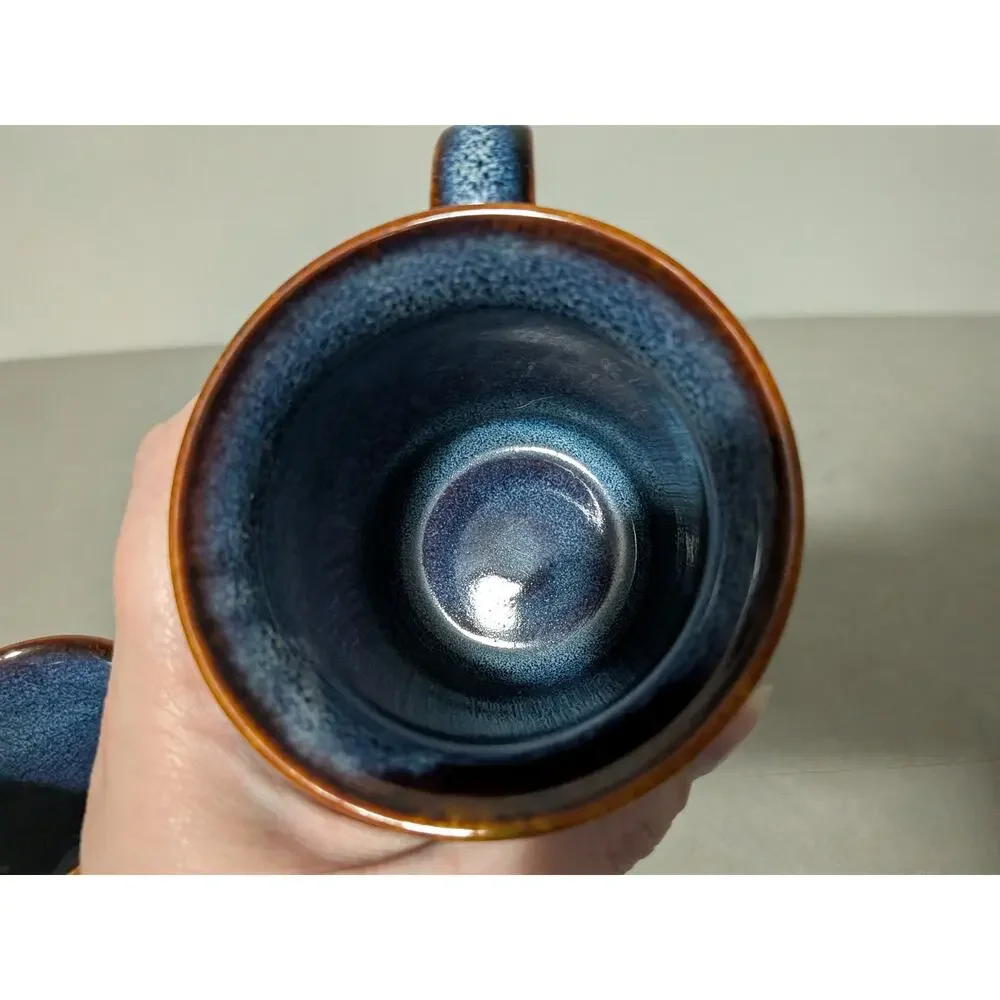 Ocean Waves by West Elm Blue & Brown Coffee Mugs Set Of 2 Discontinued